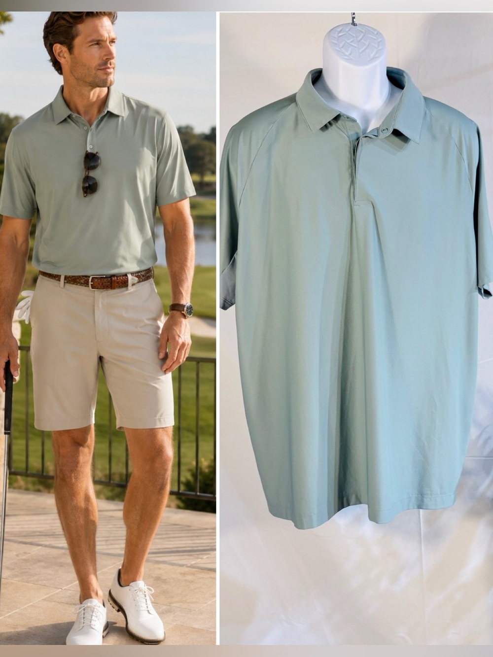 Lululemon Stretch Golf Polo Sage Green Performance Short Sleeve Shirt XXL🧡